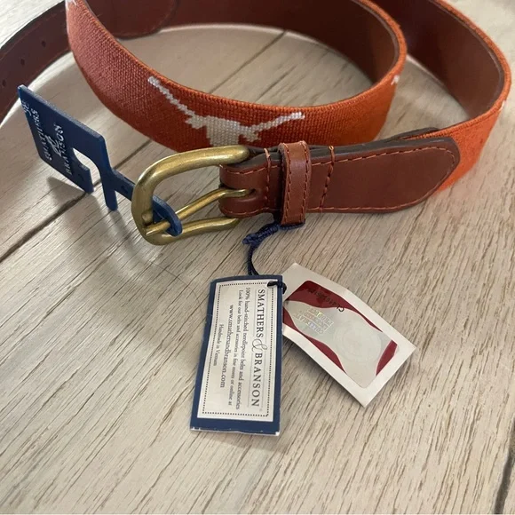 NWT Smathers + Branson Boys' University of Texas Needlepoint Belt - Picture 4 of 6